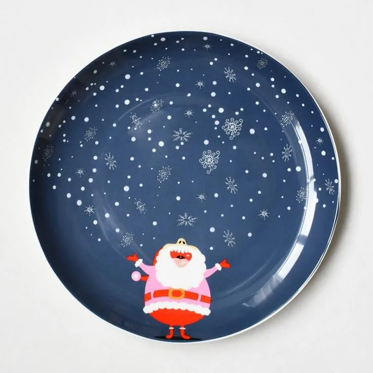 Ceramic Dinnerware Plates Feature Christmas Cartoon Stickers