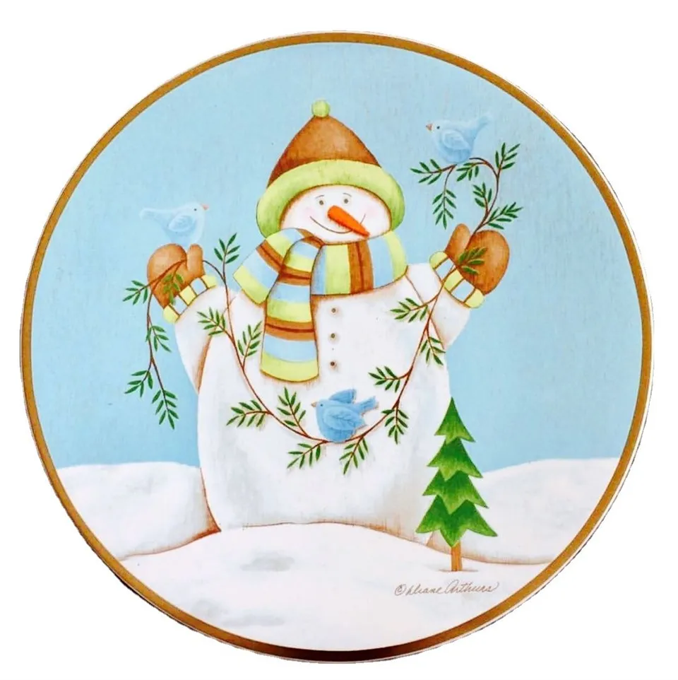 Ceramic Dinnerware Plates Feature Christmas Cartoon Stickers